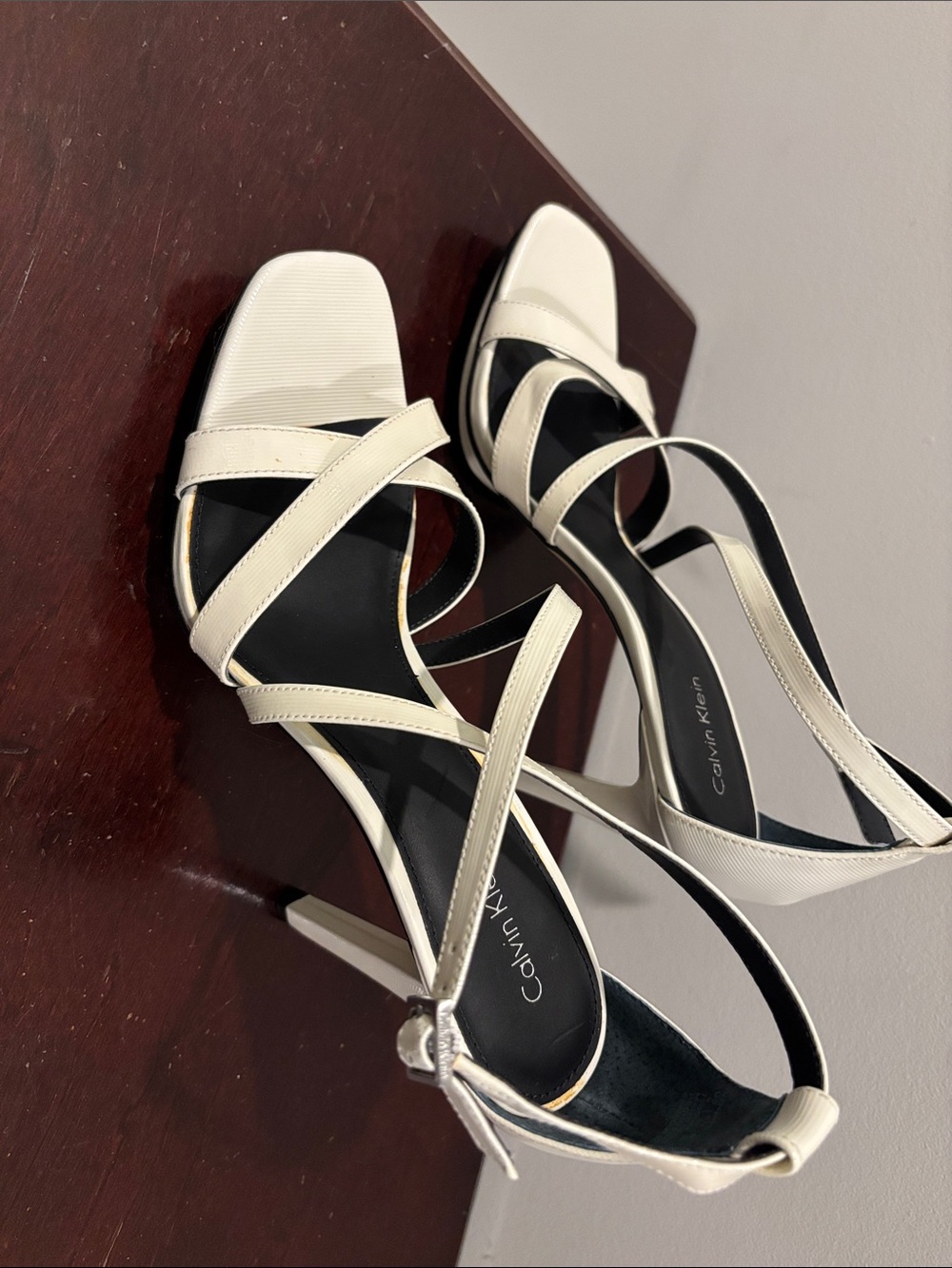 Calvin Klein Ivory Strappy High Heel Sandals